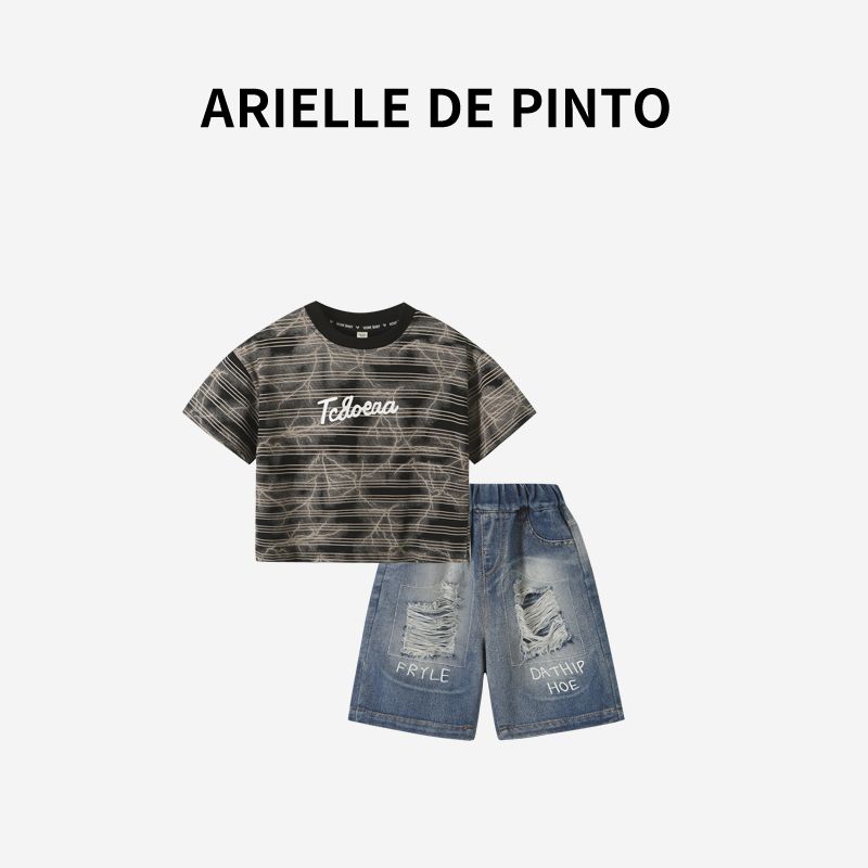 French Arielle De Pinto Boys Suit Summer 2026 New Style Short-Sleeved Shorts Trendy Suit Black 90