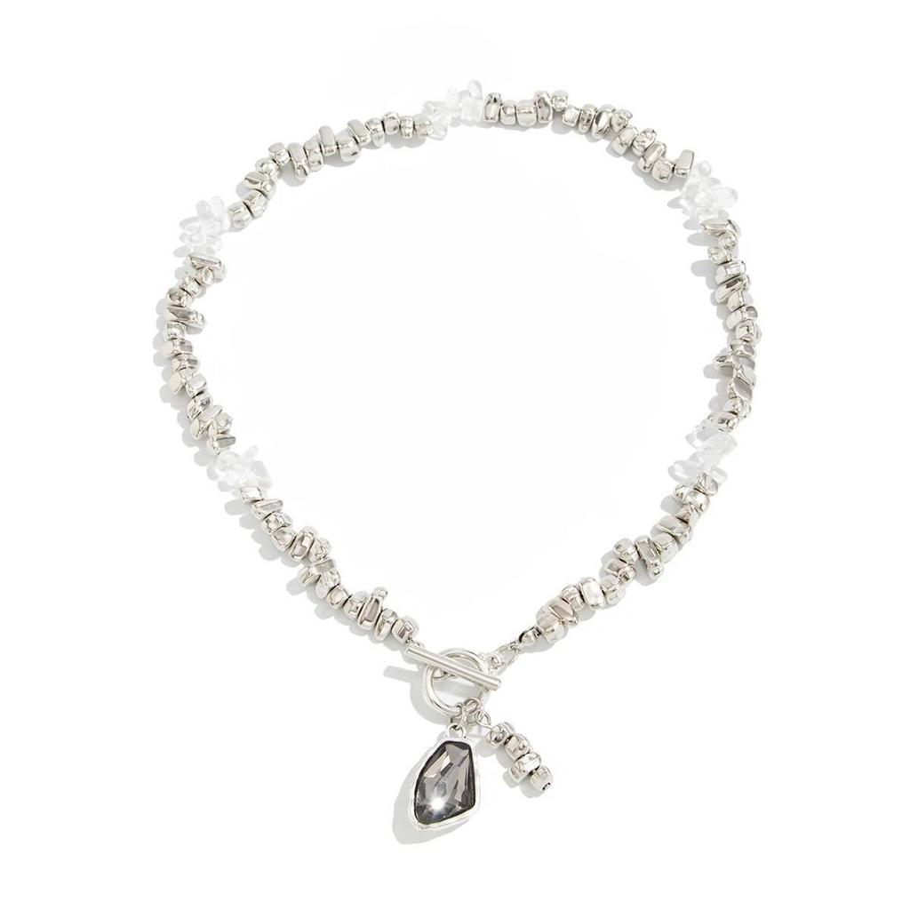 Salircon Unregelmäßige Perlen Choker Halskette Damen Mode Elegant Schwarzes Acryl Strassstein Anhänger Hals Hochzeit Party Schmuck Geschenke