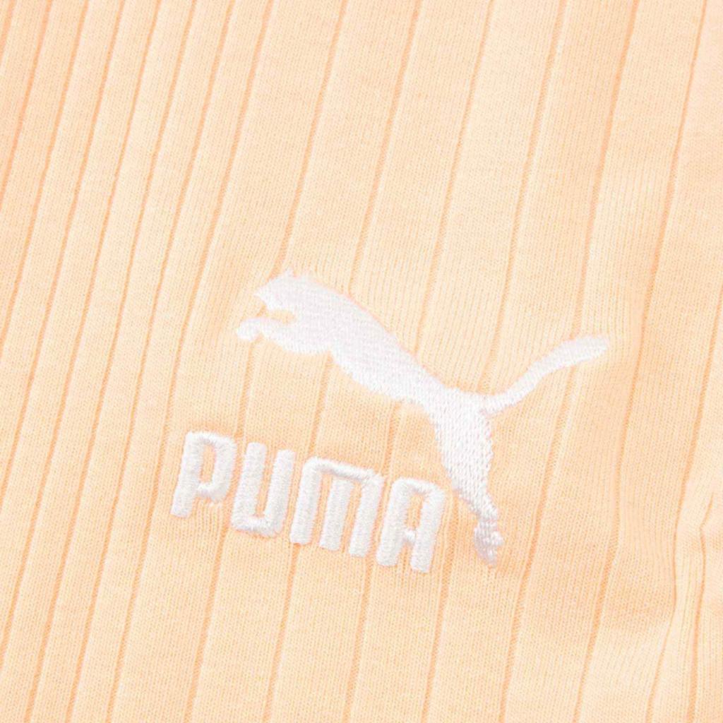 Puma Ss24 Classics Tank Embroidered Brand Logo Sports Leisure Ribbed Vest Women Tops Peach 626059-45