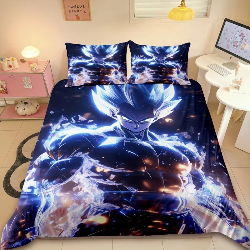 Duvet Cover Dragon Ball Son Goku Cool Anime Bedding Set Comforter Cover Set Twin Full Size for Bedroom Dormitory Decor