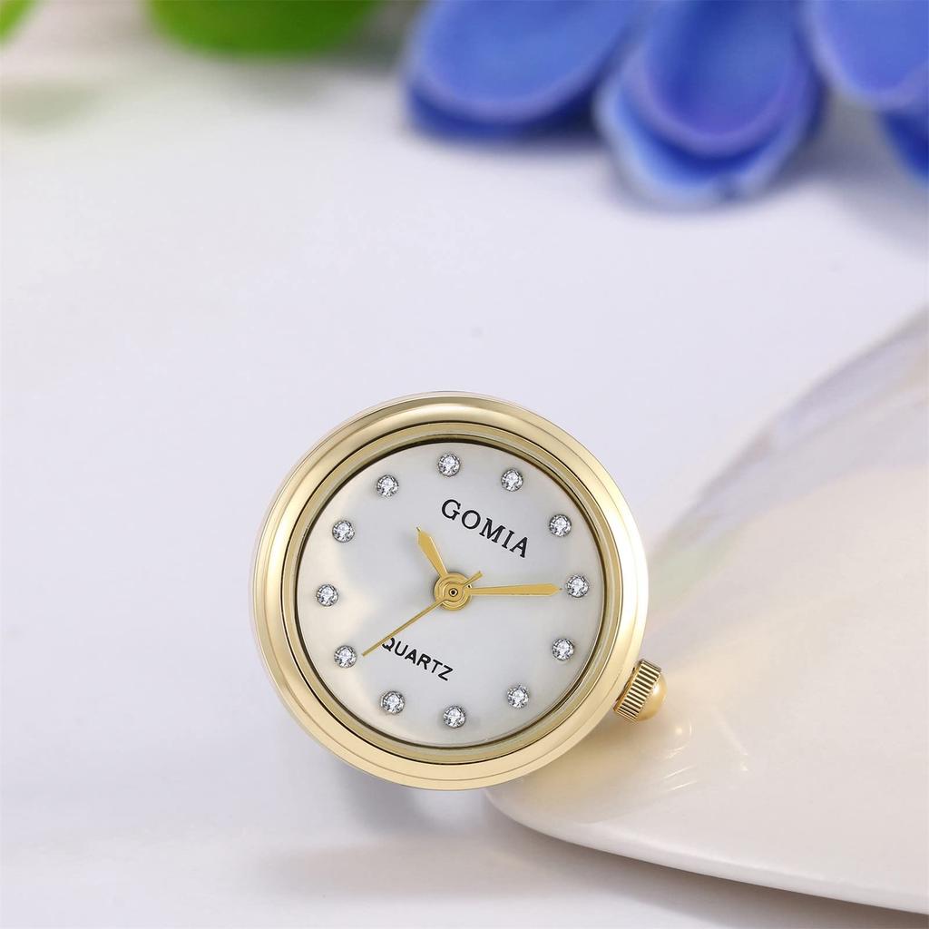 Ring Watch Women's Free Size 3ATM Waterproof Ring Clock Cute Gold white Fashion Accessory Package includes Ring Watch