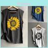 Exquisite Women's Sleeveless Sunflower Tops Blouse For Effortless Summer Style