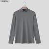 INCERUN S-5XL Men Long Sleeve Ribbed Fitted Pullover Tops Autumn Spring Undershirts