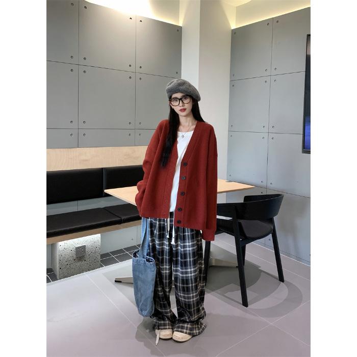 Women's clothing autumn new lazy style loose and thin versatile small fashion versatile sweater knitted jacket