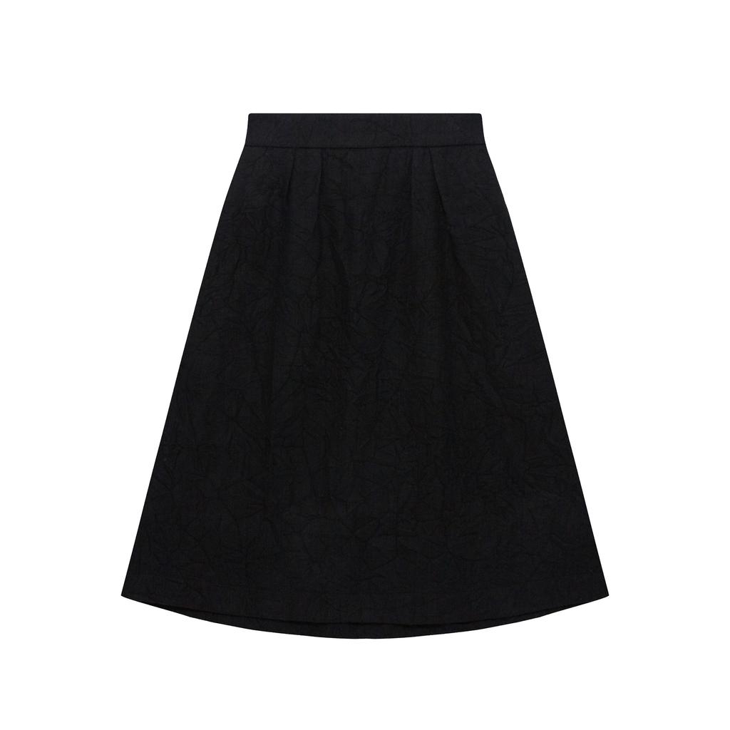 Ana Wool Blend Tuck Skirt (Black)