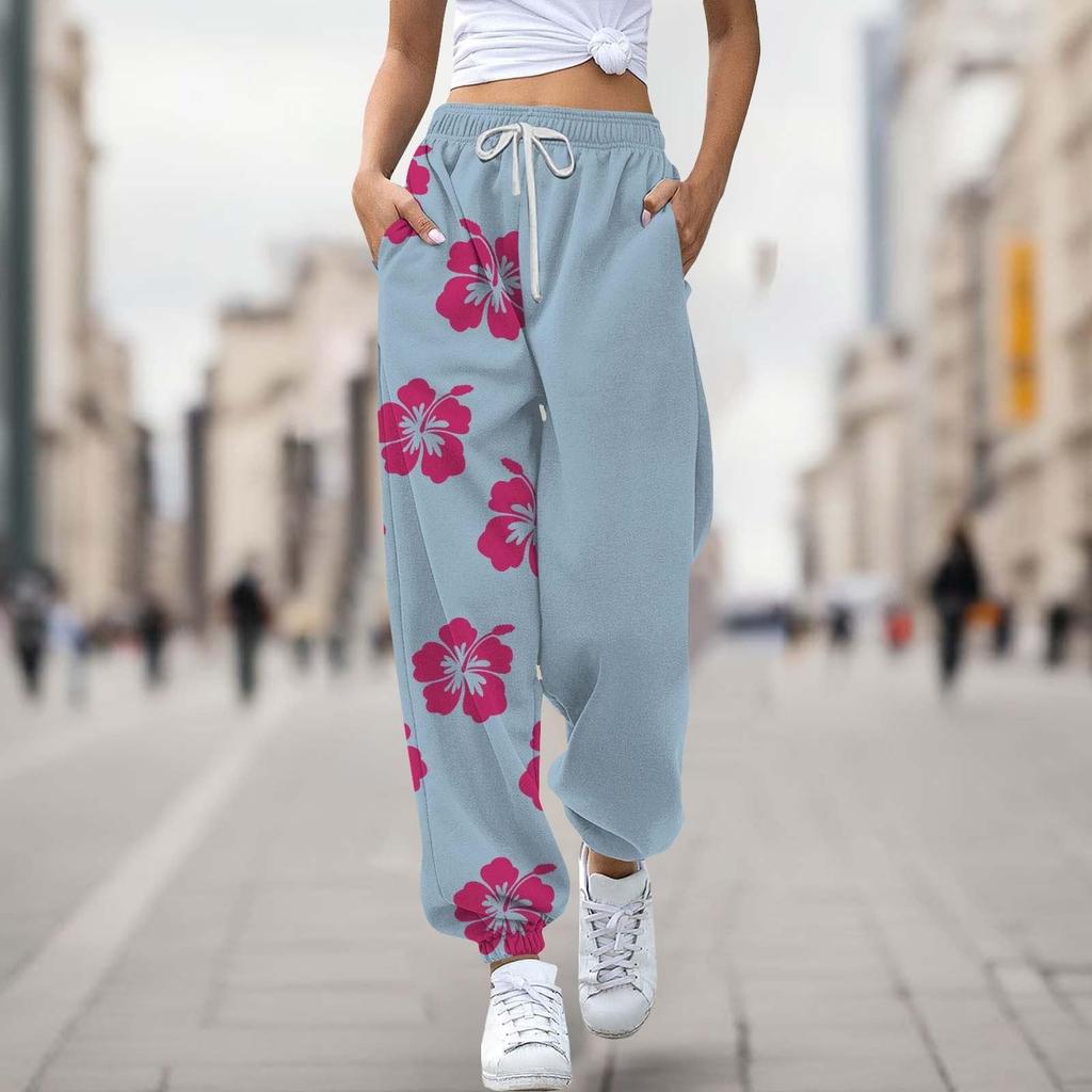 Women's Casual Fashion Print Casual Drawstring Elasticated Waist Drawstring Pants
