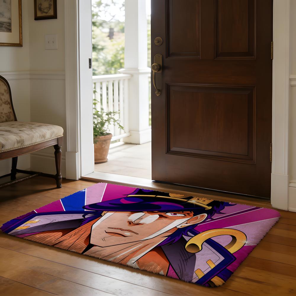 Fußmatte Weicher Flanellteppich Rutschfeste Saugfähige Matte für Badezimmer Schlafzimmer Heimdekoration Anime J JoJos Bizarre A Adventure