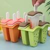 1pc 4Grids DIY Ice Cream Mold with Cover Fruit Shape Homemade Ice Popsicle Mould Frozen Juice Milk Cute Kitchen Ice Cream Make Tools