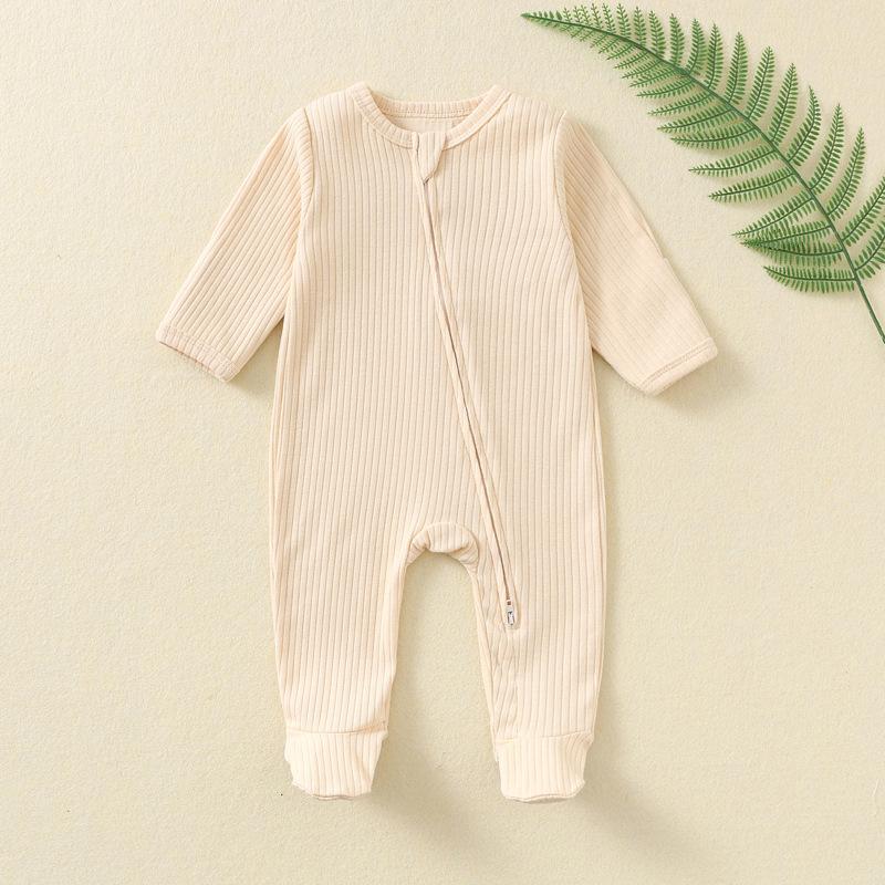 High Quality Organic Cotton Plain Newborn Romper Clothes Infant Ribbed One Piece Onesie Pajama Baby Unisex Cotton Bodysuit