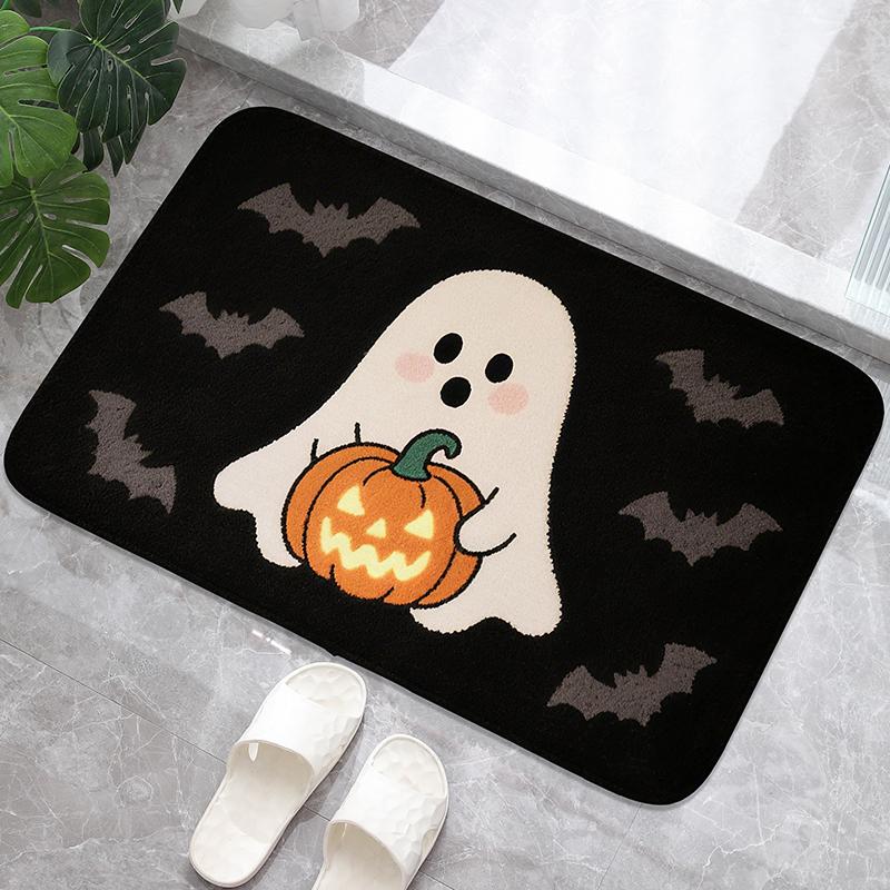 A Pair of Bat Bathroom Anti Slip Floor Mats, Washbasin Absorbent Foot Mats, Shower Room Small Carpet, Bathroom Door Mat
