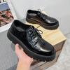 Leather Shoes Winter Dress Business High Sense British Style Big Head Thick Sole Derby Shoes Heightening Casual Shoes