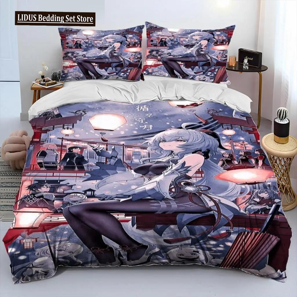 Set de lenjerie de pat Anime Genshin Impact Game Băieți Fete Twin Queen Size Husă de pilota Față de Pernă Pat Copii Adulti Textile de casaextile