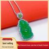 Unisex Rhinestone Jade Wealth God Pendant: High-Quality Alloy, Perfect Gift
