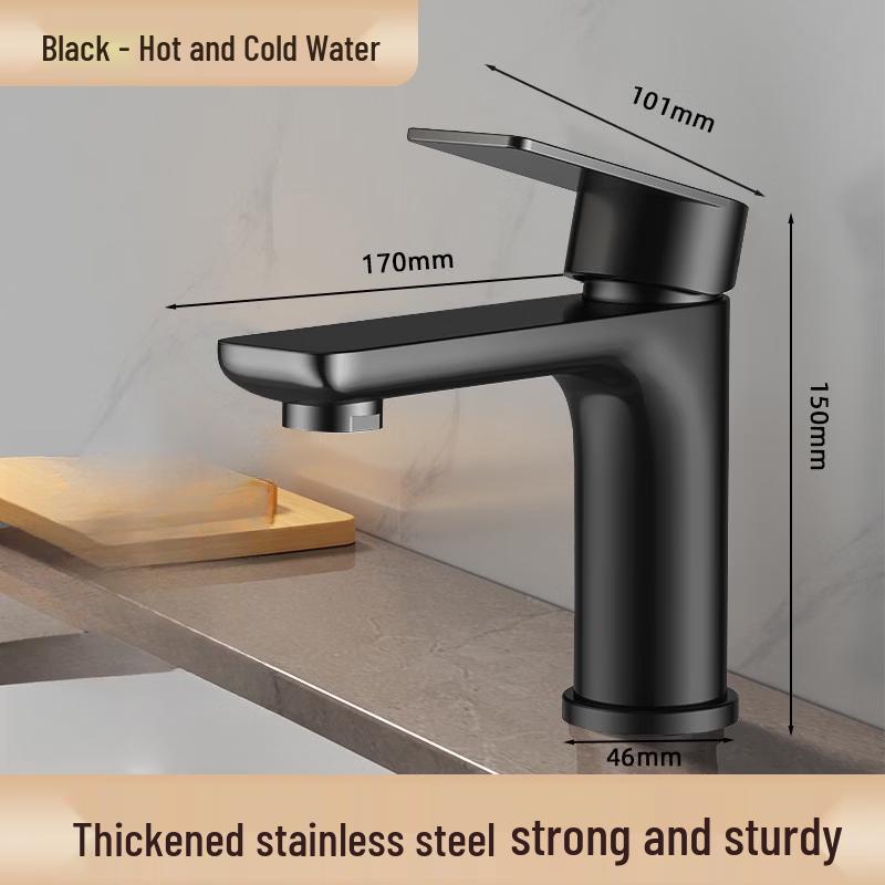 Yu Zhu Xun Black Stainless Steel Hot  Cold Basin Faucet