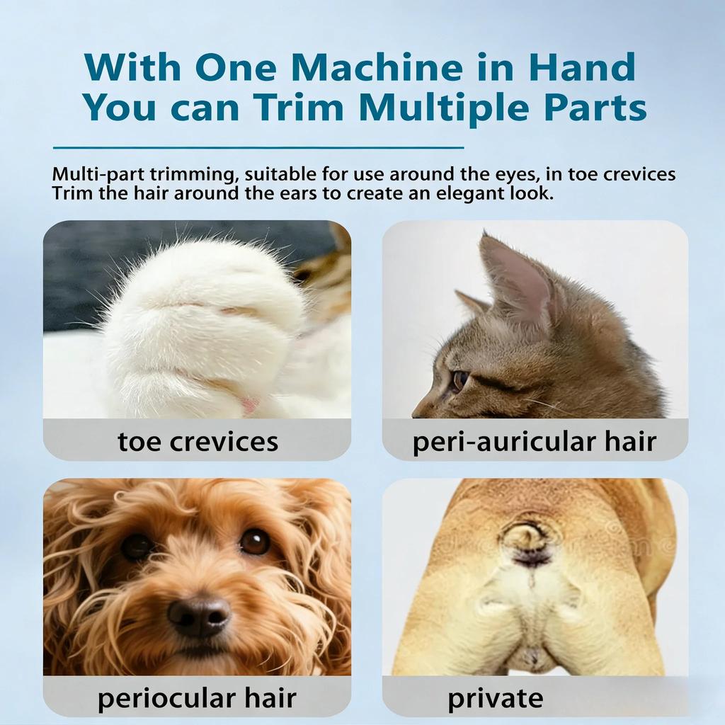Dogs Cats 2 In 1 Grooming Kit Pet Hair Trimmer with LED & UV Light, Waterproof Electric Shaver