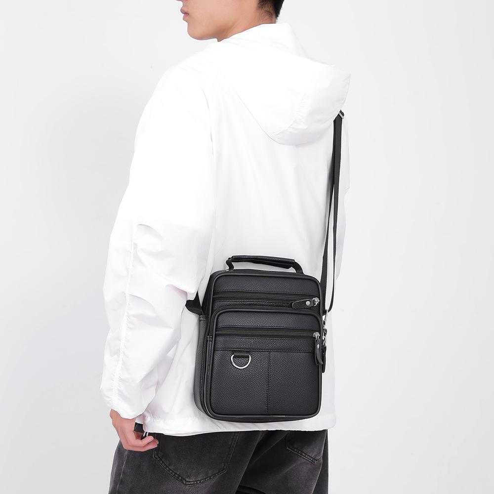 Genuine Leather Men's Bag Luxury Men Business Shoulder Bag Large Capacity Square Man Crossbody Bags Cowhide Handbag