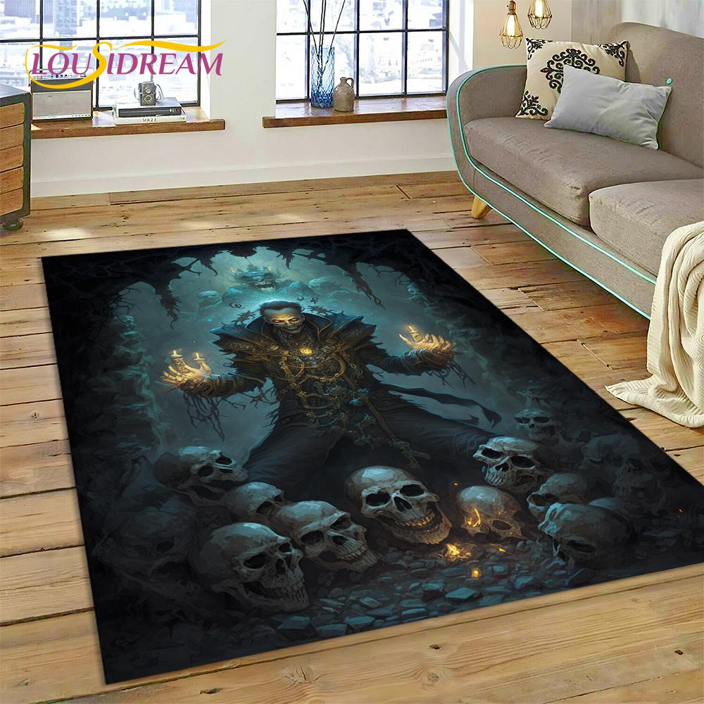 Style Gothic Horror Character Skull Ghost Spirit Carpet Rug for Bedroom Living Room Home Sofa Decoration, Decor Floor Mat
