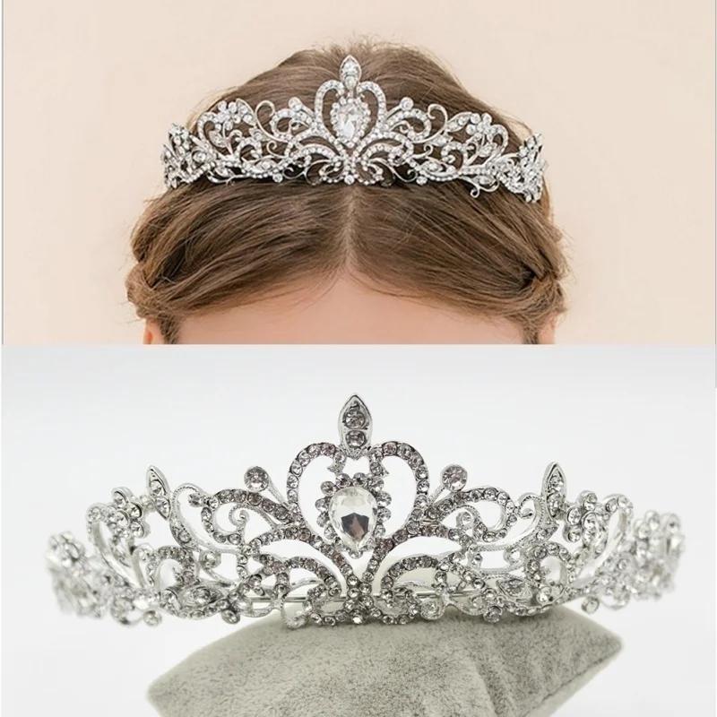 Hochzeit Haar Tiara Kristall Braut Tiara Krone Silber Farbe Diadem Schleier Tiaras Hochzeit Haarschmuck Kopfschmuck Kopfschmuck