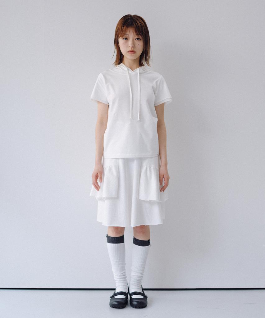 Ohesio Shirring Midi Banding Skirt, White