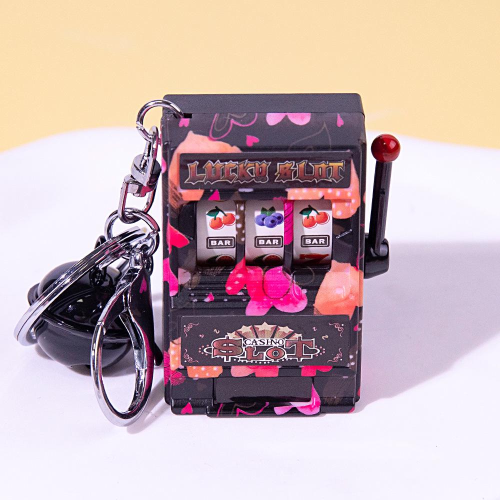 Retro Joystick Fruit Machine Keychain: Playable Spin Wheel Pendant Toy