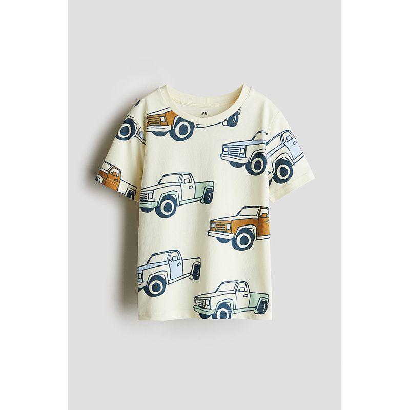 

HM Children s Clothing Boys T-shirt 24 Autumn Crew Neck Short Sleeve Cute Cartoon Print Children s Bottoming Shirt Tops 1216652 Light yellow/pickup truck 110/56(2-4Y)