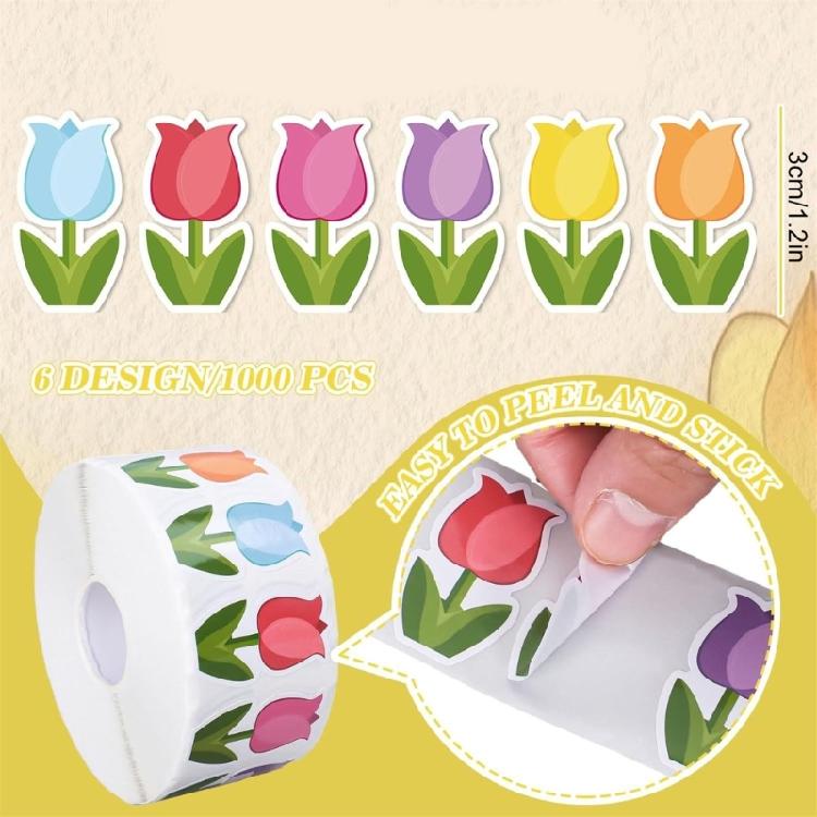 Gift Sticker Tulips Sticker Flowers Sticker Labels Lovely Decorative Sticker Reward Sticker Scrapbook Sticker