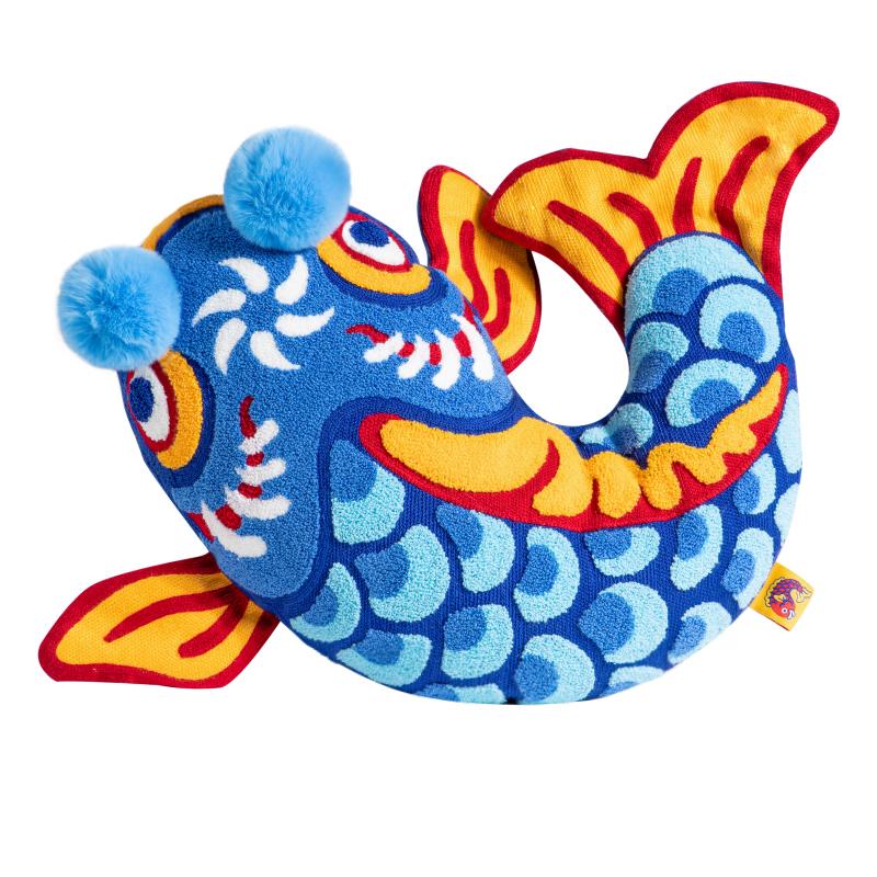 Velvet Tufted Koi Cushion Joy Chinese Traditional Lucky Fish Embroidery Cushion Cover Sofa Chair Bedding Decor Pillow
