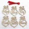6pcs/Set Hollow Letters Natural Wood Christmas Ornaments Hanging Christmas Tree Decorations