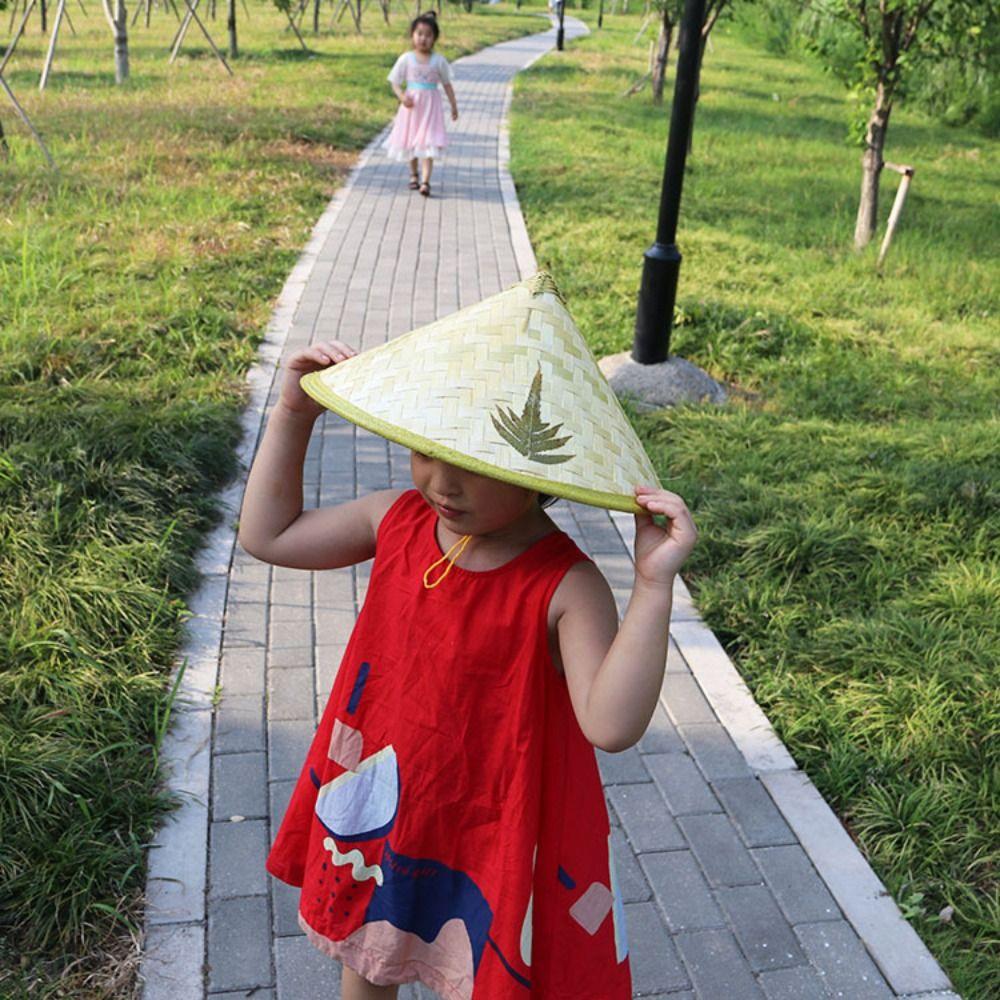 Sunscreen Natural Bamboo Hats Adjustable Mexican Dance Hat Party Sun Hats  Children Kids Outdoor
