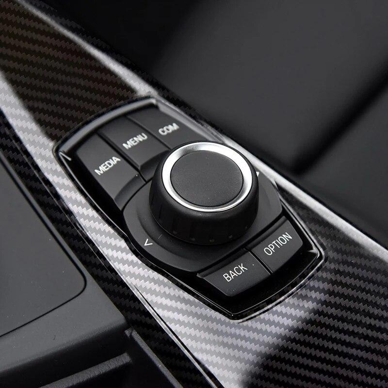 For BMW F30 F31 F35 F34 F32 F36 F33 Carbon Fiber Multimedia Button Panel Trim Cover M Performance Car Accessories
