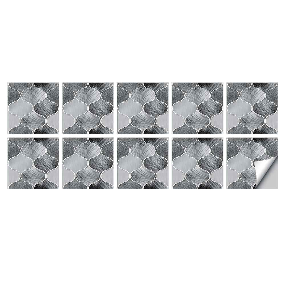10pcs Grey Marble Texture Tiles Sticker Kitchen Backsplash Oil-proof Bathroom Cupboard Home Decor Self-adhesive Art Wallpaper
