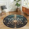 Crystal velvet carpet2D Flat Print not 3D Doormat 1pc of Golden mandala round mat- soft, washable, non-slip plush mat with intri