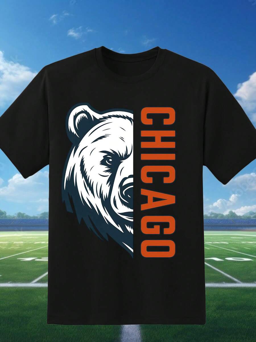Unisex T-Shirt Football Fan Gift Bear Graphic L