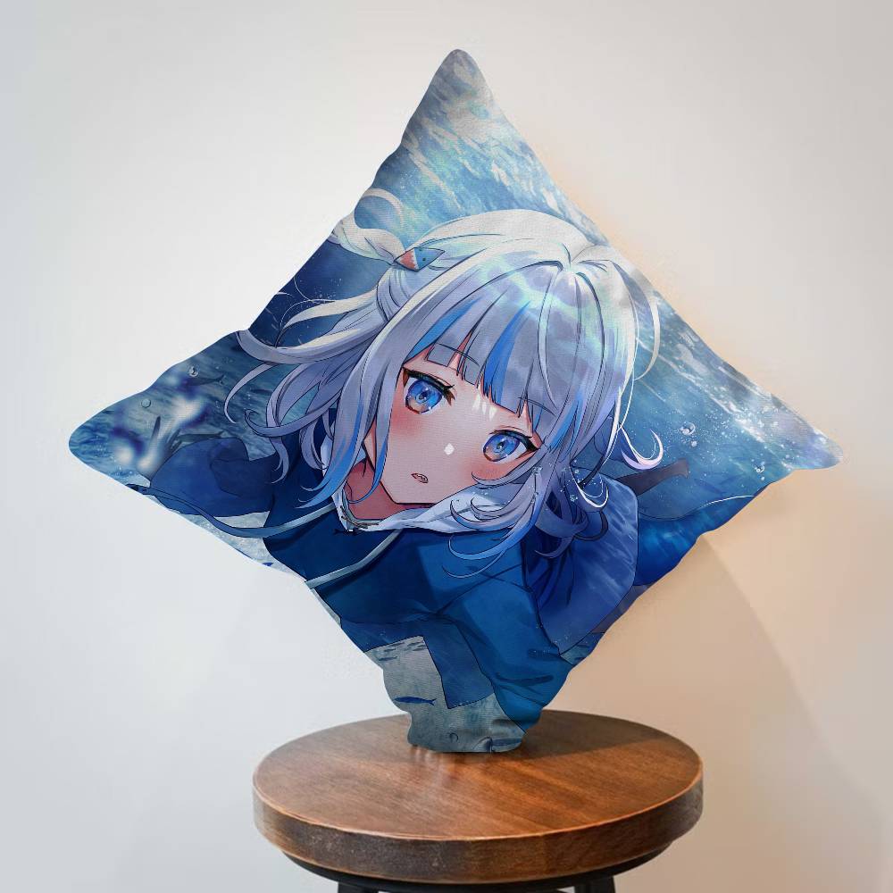 Hololive Vtuber Gawr Gura Pillow Cover Design Cushion Cover Decor Holiday Decorati