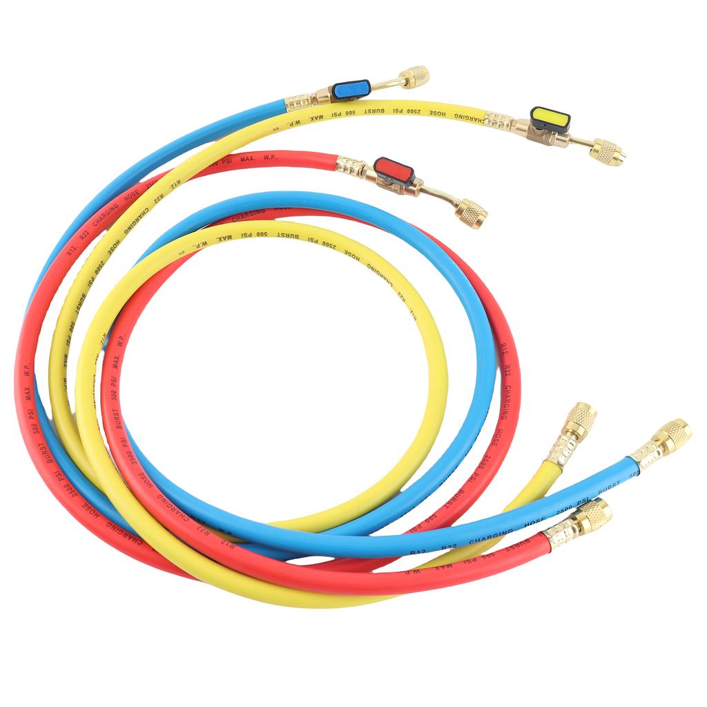 Refrigerant Charging Hose Apply to R12 R22 R502 Refrigerant Air Conditioning Manifold Gauge 1 4 Thread Hose Set (Pack