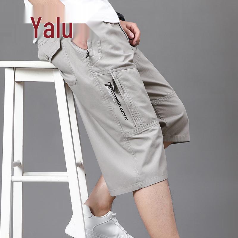 Yalu Men s Summer Pure Cotton Loose Cargo Shorts 2XL