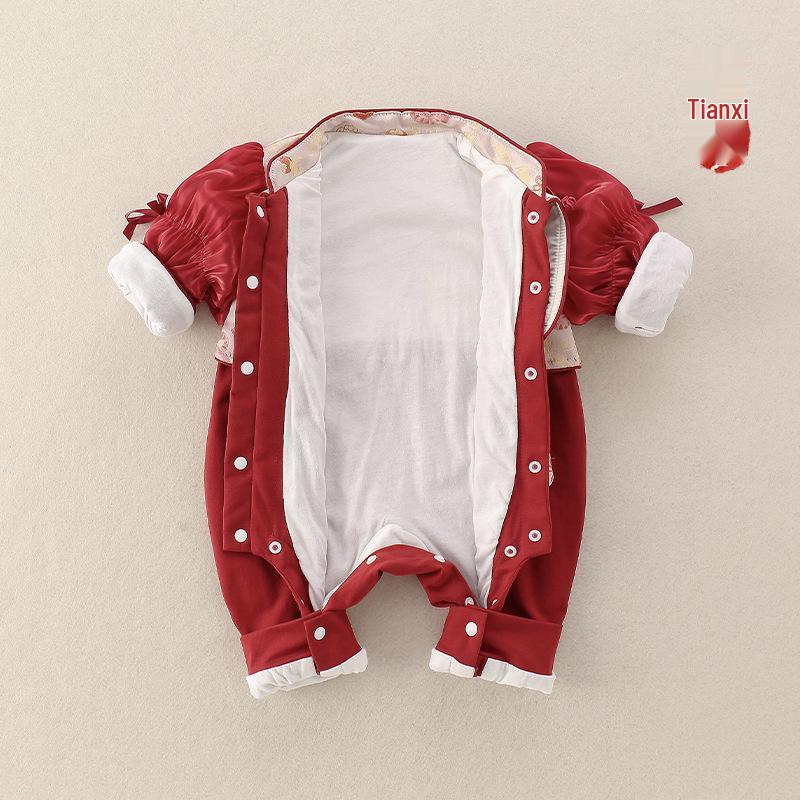 Chinese-Style Tang Suit Romper for Baby Boys and Girls - Ideal for Spring, Autumn, and Special Celebrations