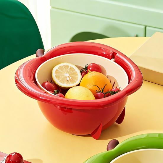 Vegetable Washing Basket Funny Large Capacity Strainer Double Layer Vegetable Fruit Colander Produce Basket Strainer for Rinsing Washing Berry