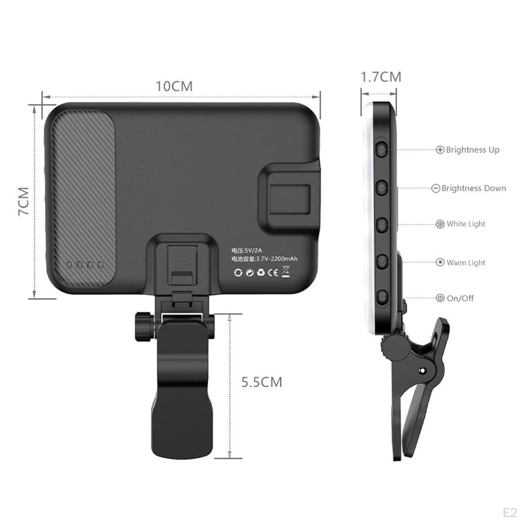 Phone Clamp Light Selfie Fill Lamp, 60 LED Portable Light,Clip Video for