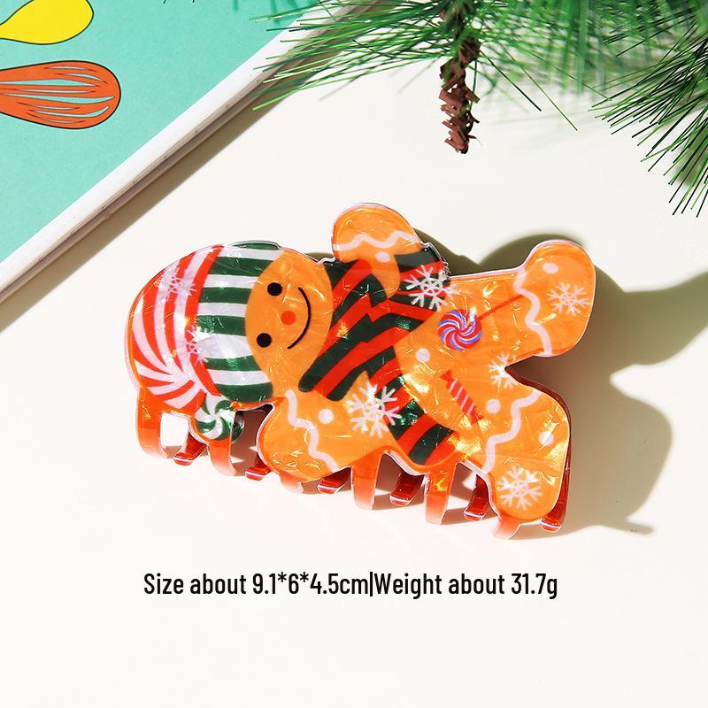 Festive Hair Clip Set: Snowman, Gingerbread Man, Santa, and Cartoon Shark Clips