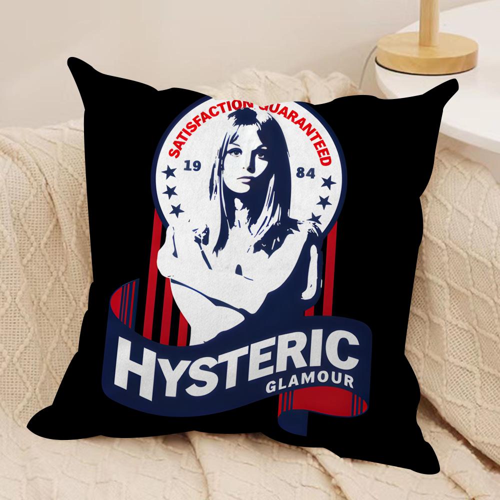 H-Hysterics Glamour Girl Cushion Cover Silky Short Plush Invisible Zipper Dustproof Sofa Pillow Case For Home Decor