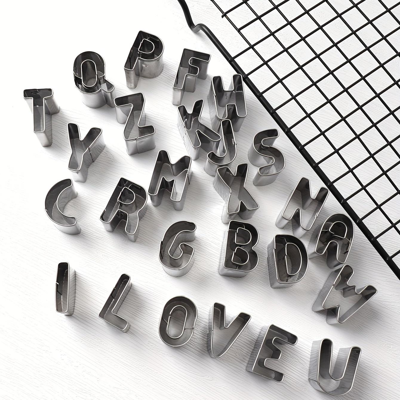26pcs, Stainless Steel Alphabet Cookie Cutters - Perfect for Baking, Candy Making, and Cake Decorating - Kitchen Gadgets
