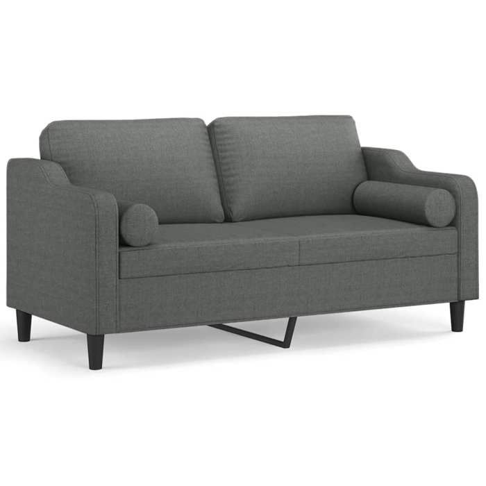 VidaXL Canapé 2 places avec oreillers gris foncé 140 cm tissu, canapé, causeuse, canapé de salon, canapés, canapé rembourré, 3200846