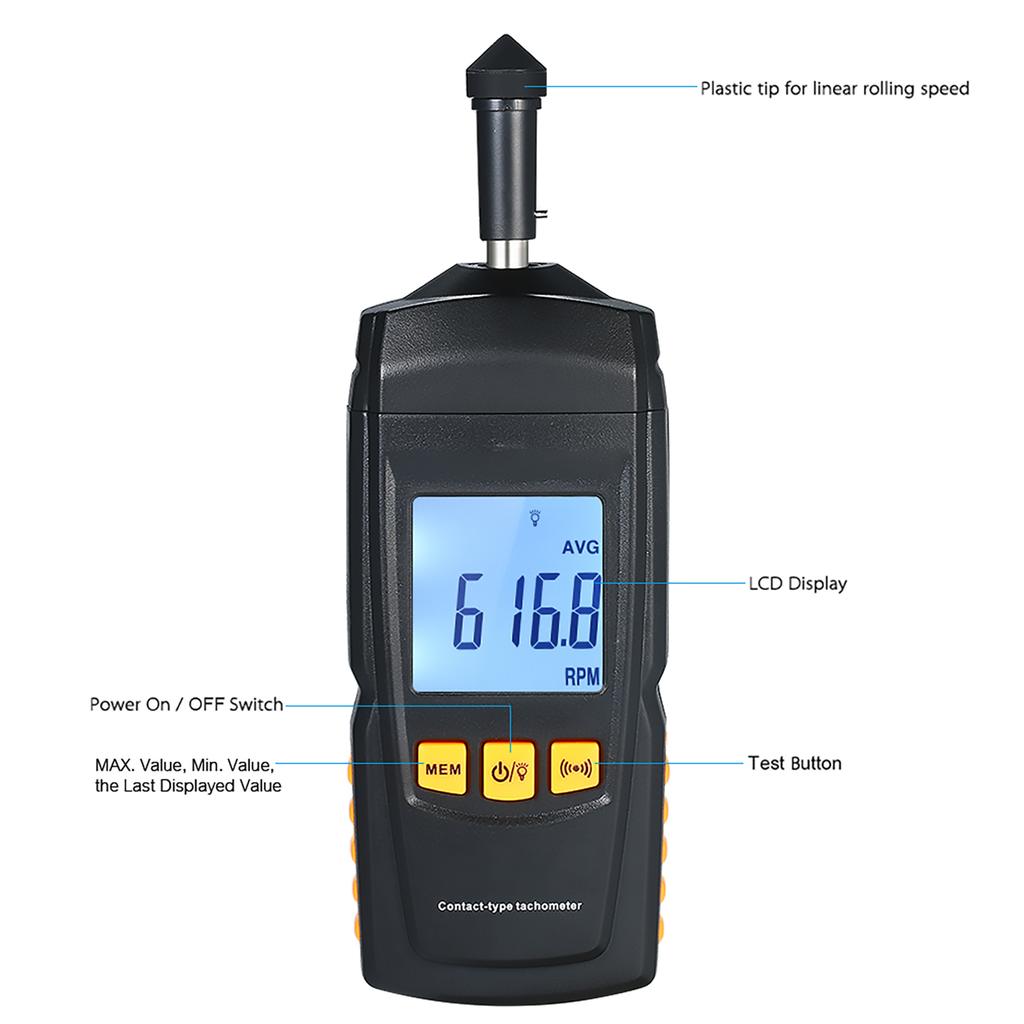 Digital Tachometer Handheld Contact Motor Tachometer LCD Speedometer Tach RPM  Teste Electrical Machine Rotate Speed