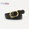 Women's Leather Belts for Jeans Dress Pants Ladies Waist Belt Skinny Belt with Fashion Gold Buckle