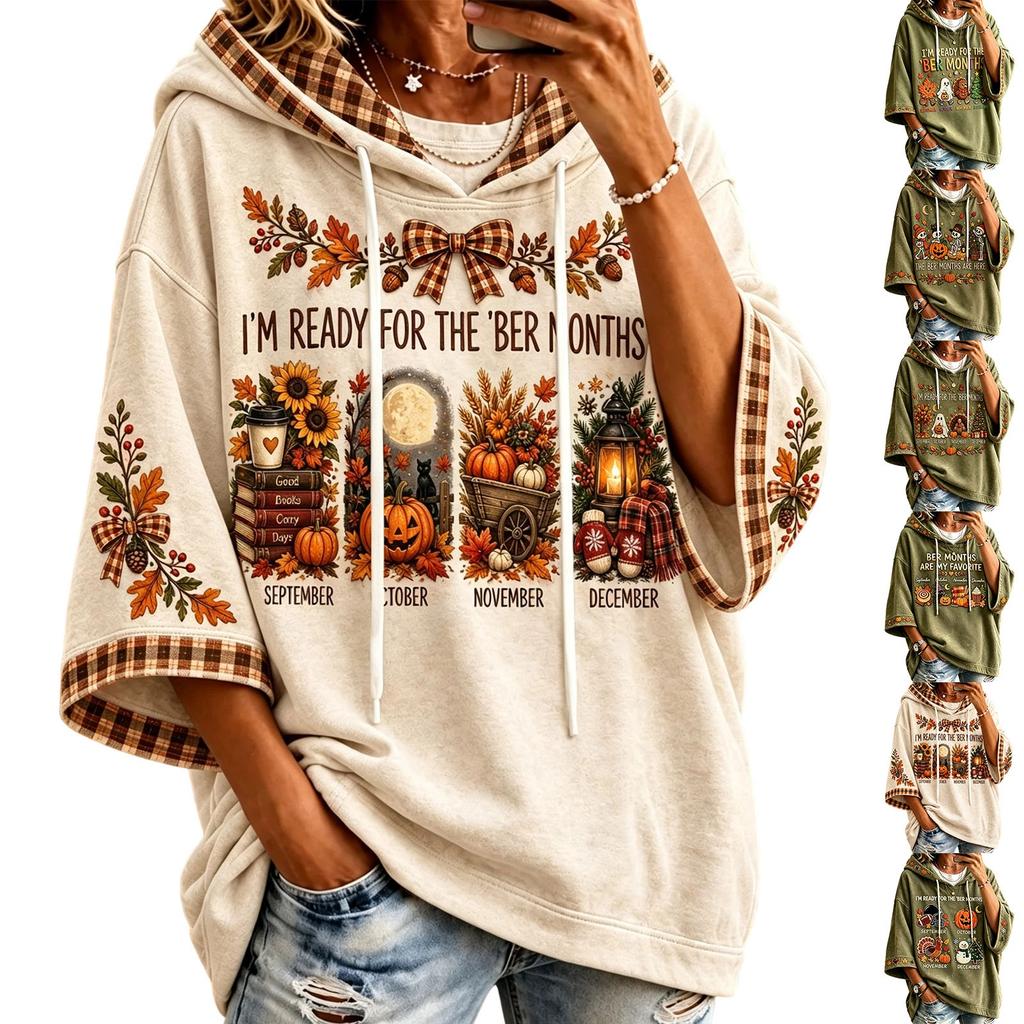 Women's 3/4 Sleeve Sweatshirt Casual Pullover Top for Everyday Wear and Lounging