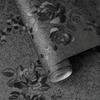 1 Roll Black Wallpaper Textured Wallpaper 17.72inch X 118.1inch Embossed Wallpaper Vintage Floral Contact Paper Bedroom Shelf Liner Decor