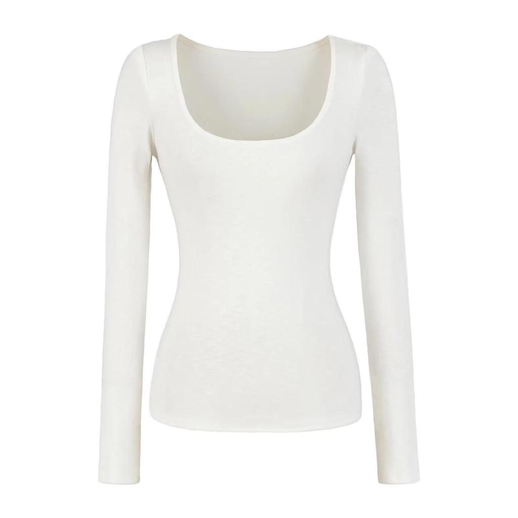 American Spice U-Neck Snowflake Cashmere Long-Sleeve Women's Slim Fit T-Shirt for Spring/Autumn