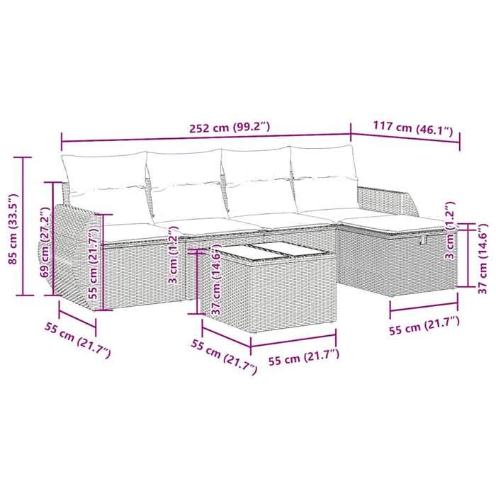 VidaXL Garden Lounge Set 6 Pcs with Grey Cushions Wicker 3325577