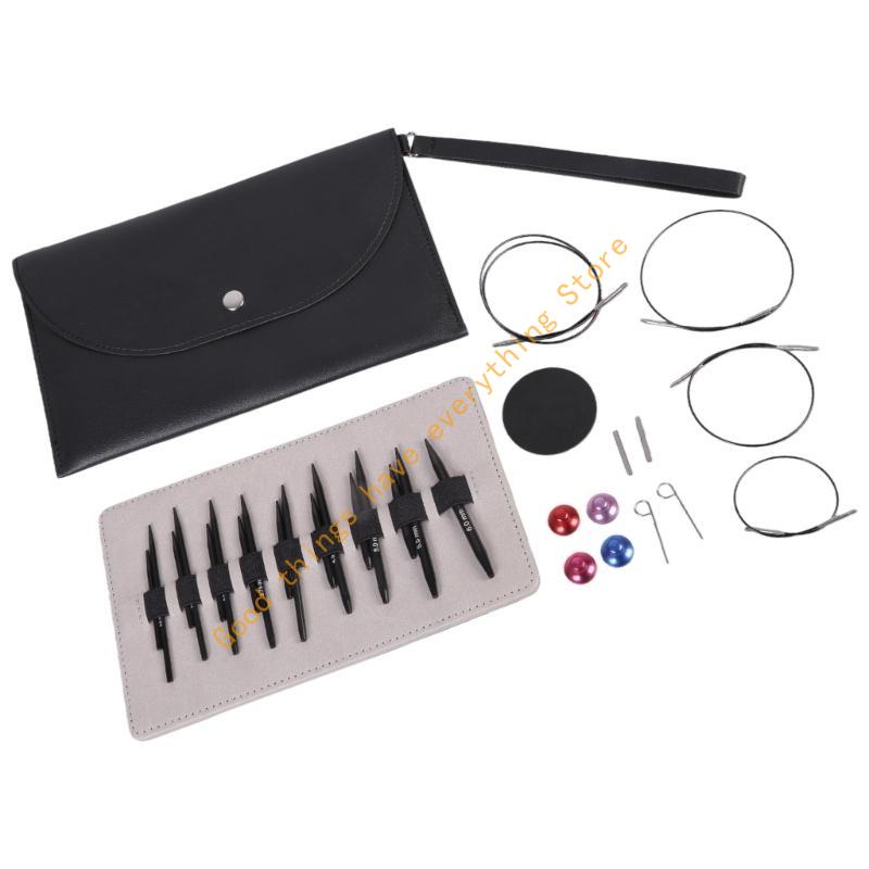 Short Round Knitting Needle Circular Knitting Needle Set Size 3.0mm-6.0mm Interchangeable Circular Needle Knitting Tool 55KF CN